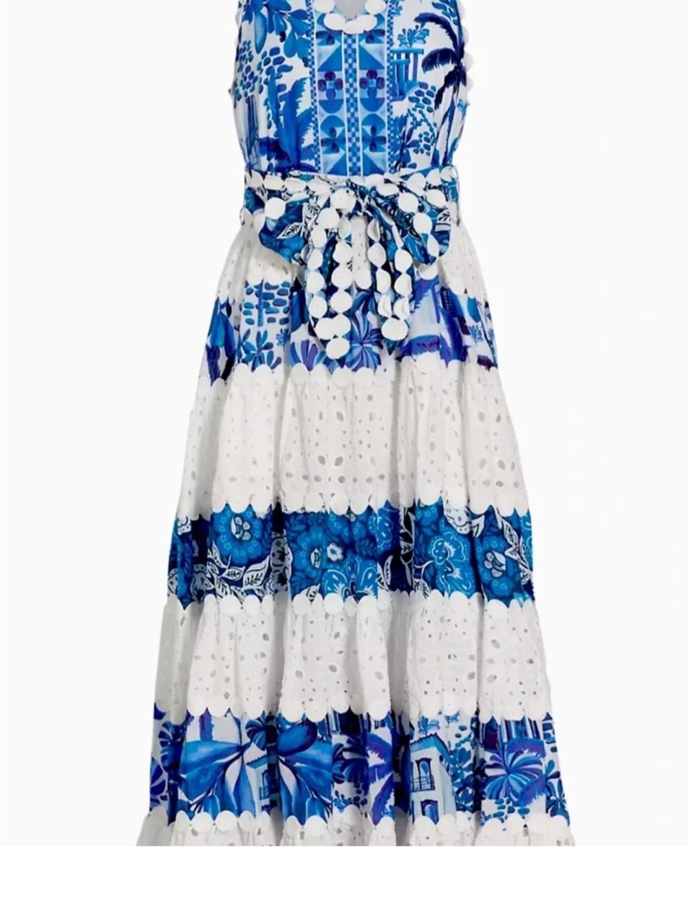 FARM Rio NWT Medium Mixed White and Blue Prints Maxi Dress - Picture 3 of 5